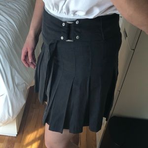 Free People Tencel A line and circle mini pleated skirt - dusty black